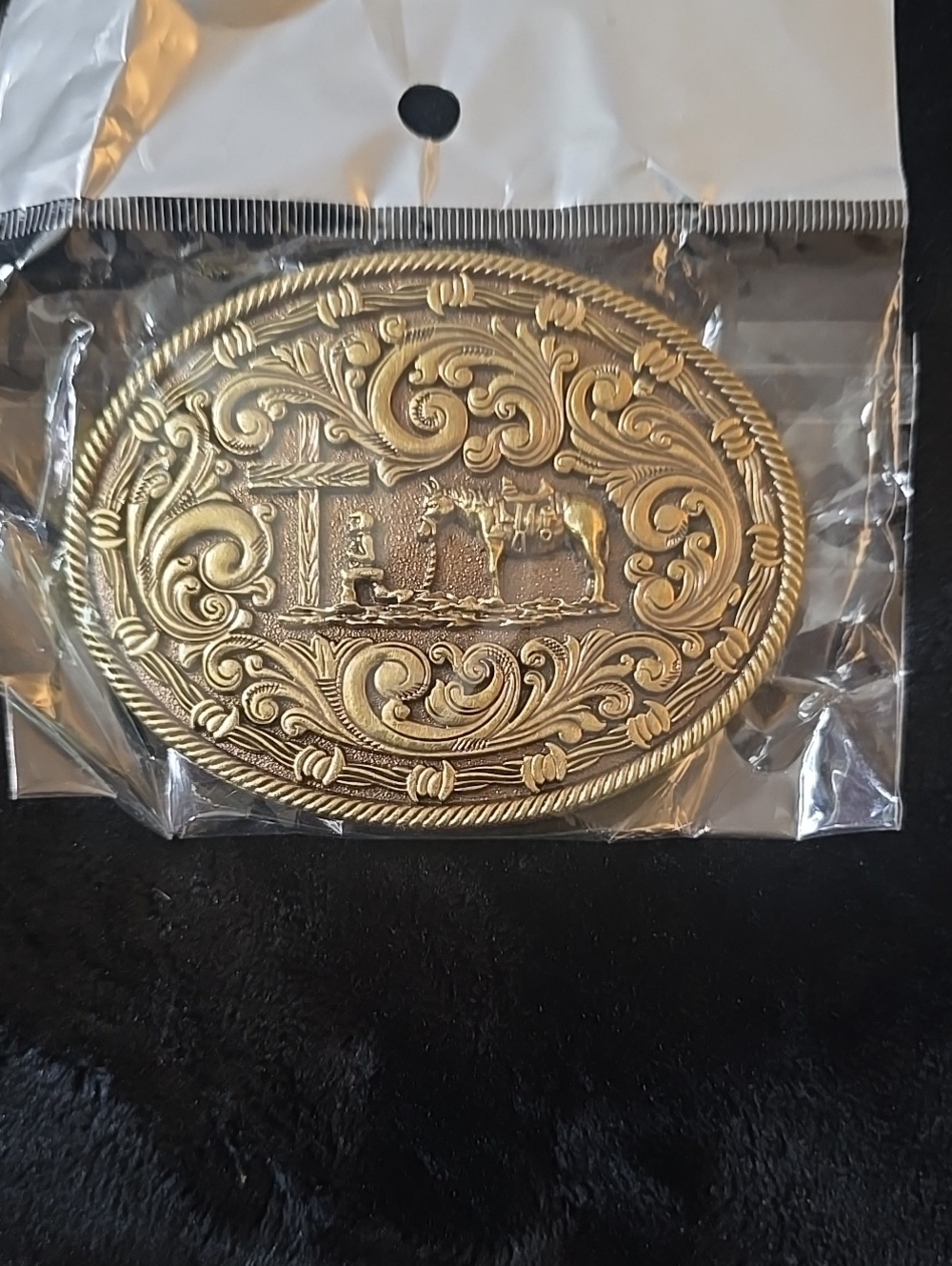 Ornate Western Buckle in Antique Gold